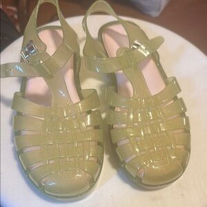 Mini Melissa Green Sandals with Woven Design